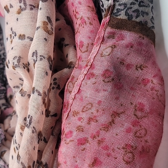 Pink Gray Floral Animal Print Infinity Scarf - Picture 2 of 4